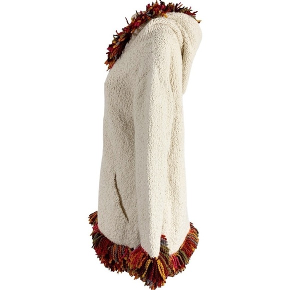 World Folk Art Nanaimo Canada Knit Wool Fringe Jacket  Size XL - Picture 3 of 10